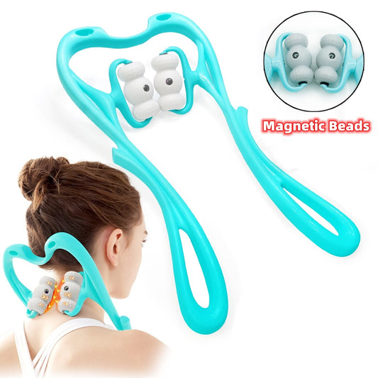 Neck Massager For Pain Relief Deep Tissue 360 Degree Neck Roller With 96 Pressure Point Neck bud Massage Roller For Neck Shoulder Waist Leg Foot Handheld Relaxer Tool